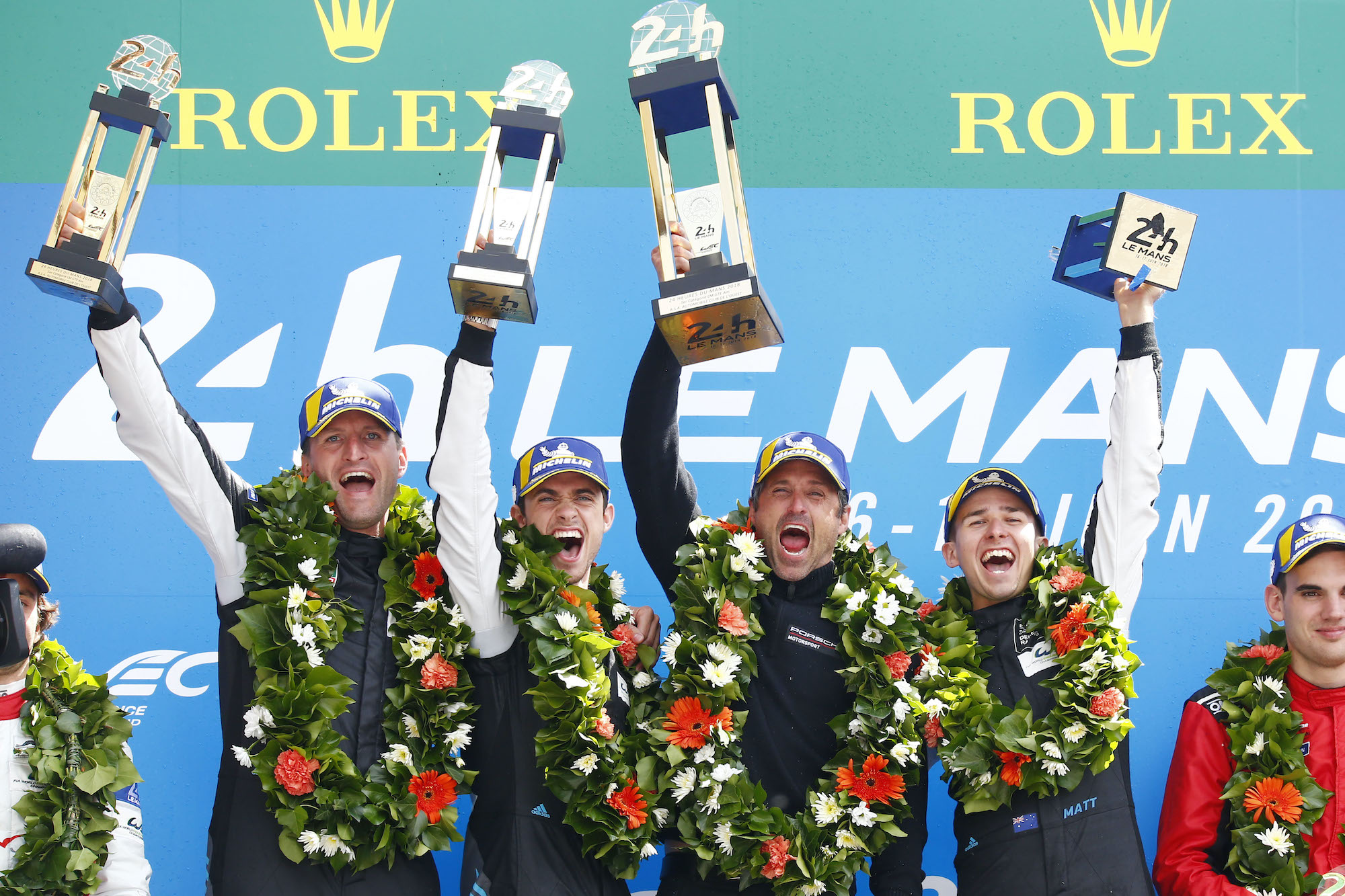 Le Mans GTE Am victory podium