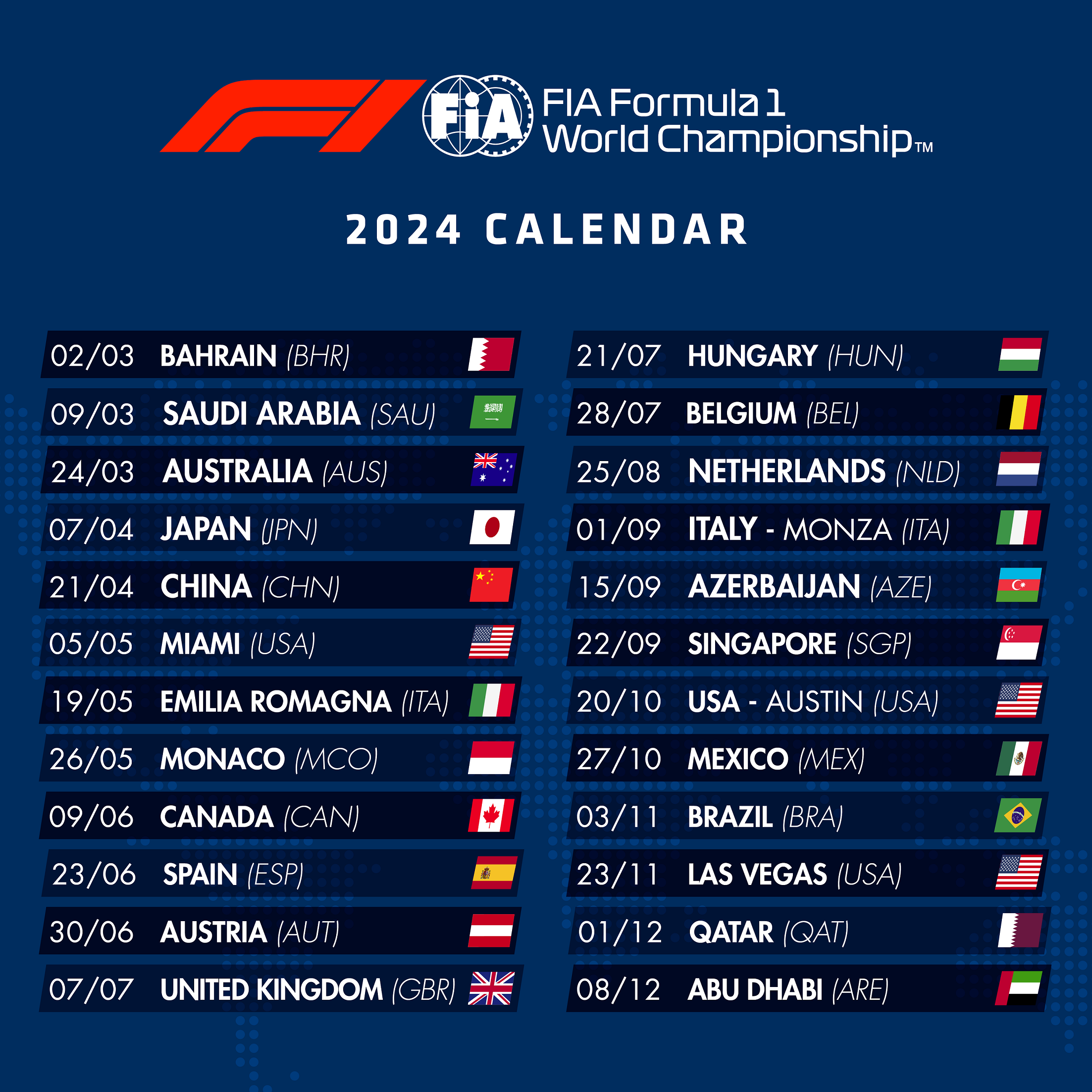 Formula 1 2024 Schedule Released   230706 Formula1calendar 